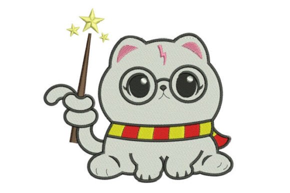 A Cute Wizard Cat with a Magic Wand