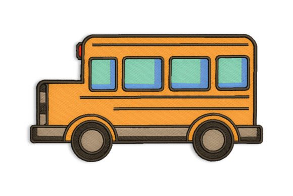 Back to School Bus Embroidery Design