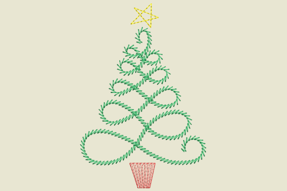 Christmas Tree Card Embroidery Design