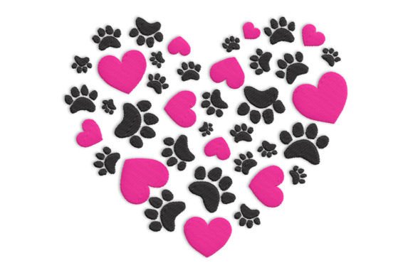 Dog Paw Prints with Heart