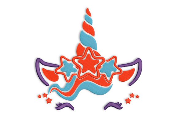 Patriotic Unicorn Embroidery Design