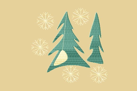 Pine Trees and Snow Embroidery Design