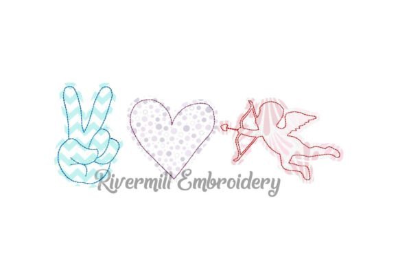 Raggy Applique Peace Love Cupid